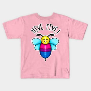 Kawaii Bee Hive Five Bisexual Pride Flag Kids T-Shirt